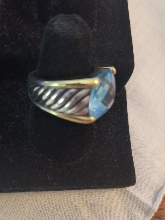 David Yurman Jewelry - David Yurman Blue Topaz Two-Tone Cable Band Ring